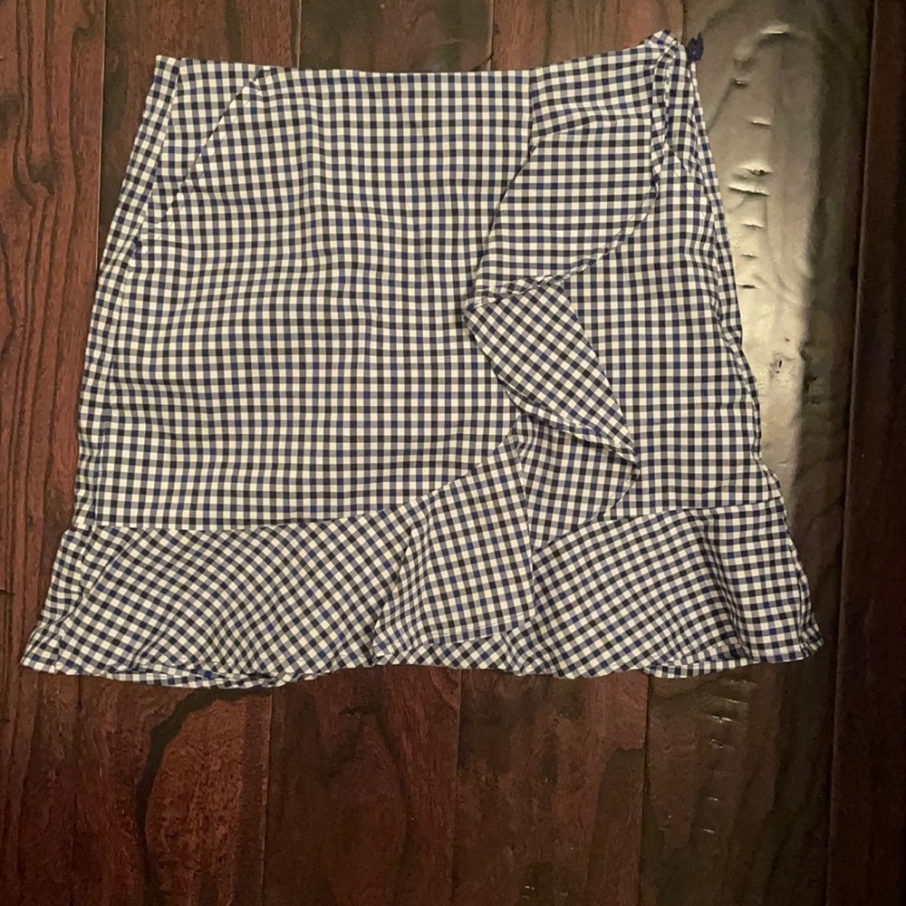 Ralph Lauren blue and white checkered mini skirt